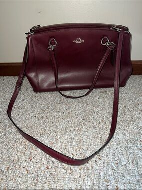 Coach Leather Double-Zip Satchel in Deep Wine